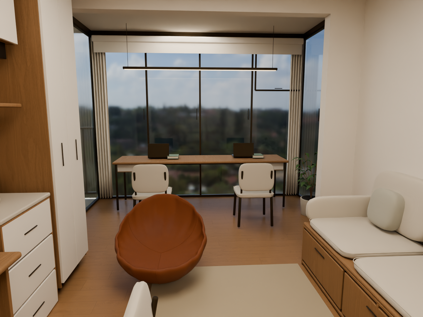 意式现代 · 通透共厅 · 客厅 · 朝阳台，Blender实际模型渲染